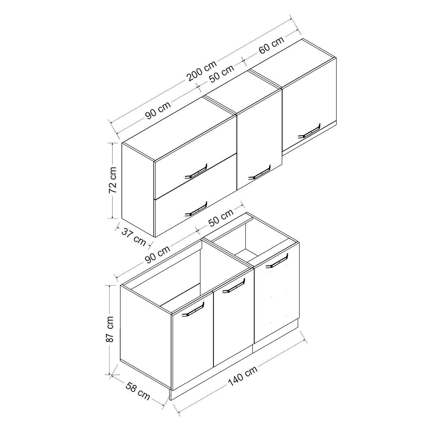 Minar 200 Cm Mutfak Dolabı Beyaz 200-B7