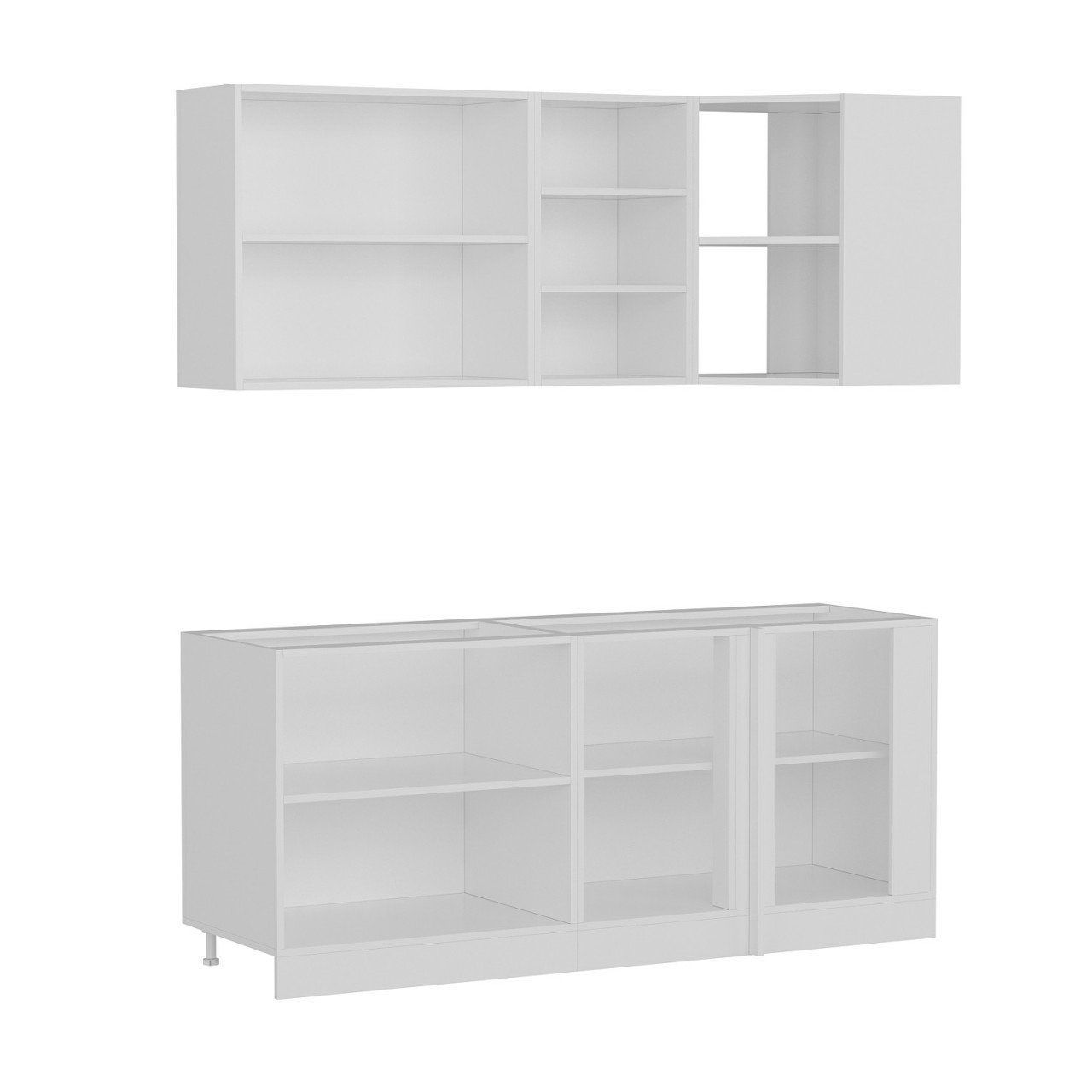 Minar 185Cm Köşe Mutfak Dolabı - Beyaz/Dore K185-D3