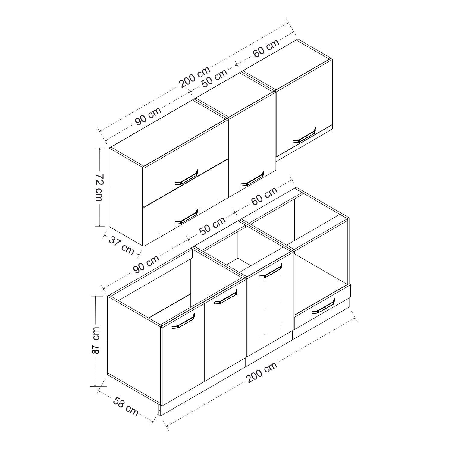 Minar 200 Cm Mutfak Dolabı Beyaz 200-B8
