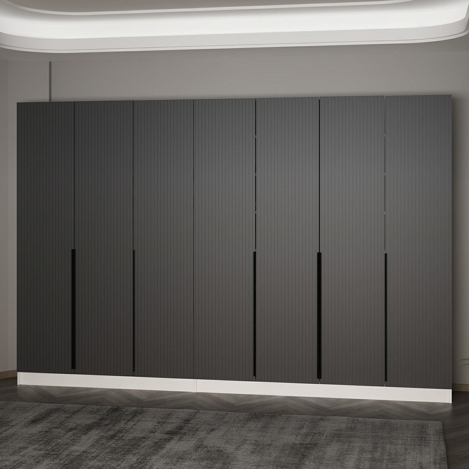 Minar Kale 210 Cm 7 Kapaklı 3B Raf Portmanto Byz Mbr Çizgili Ant