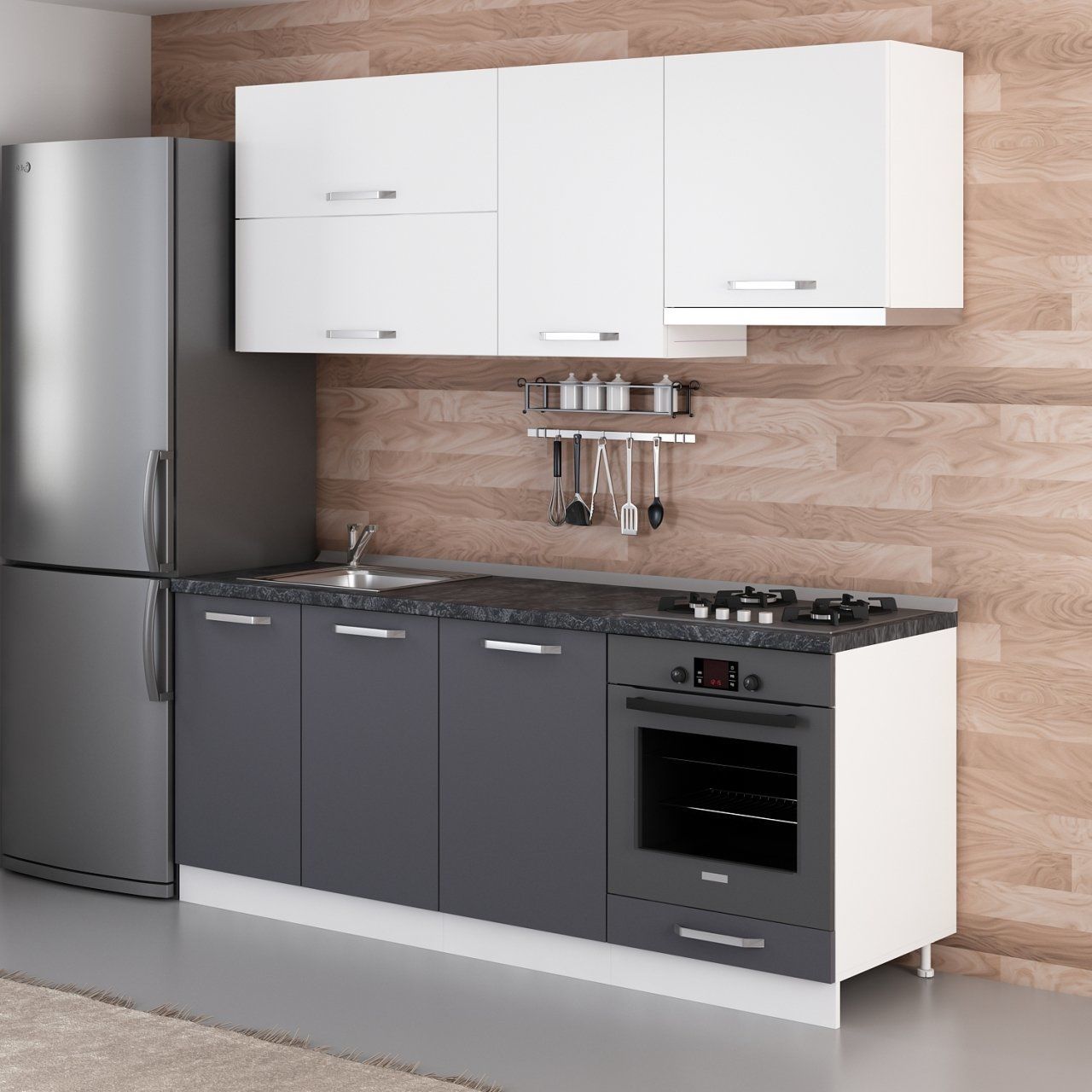 Minar 200 Cm Mutfak Dolabı Beyaz Antrasit 200-A8