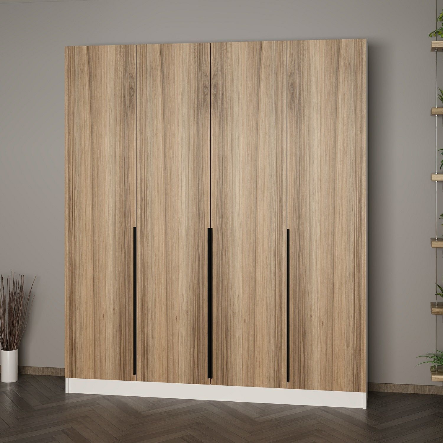 Minar Kale 210 Cm 4 Kapaklı 2B Raf Portmanto Beyaz Dore Plus