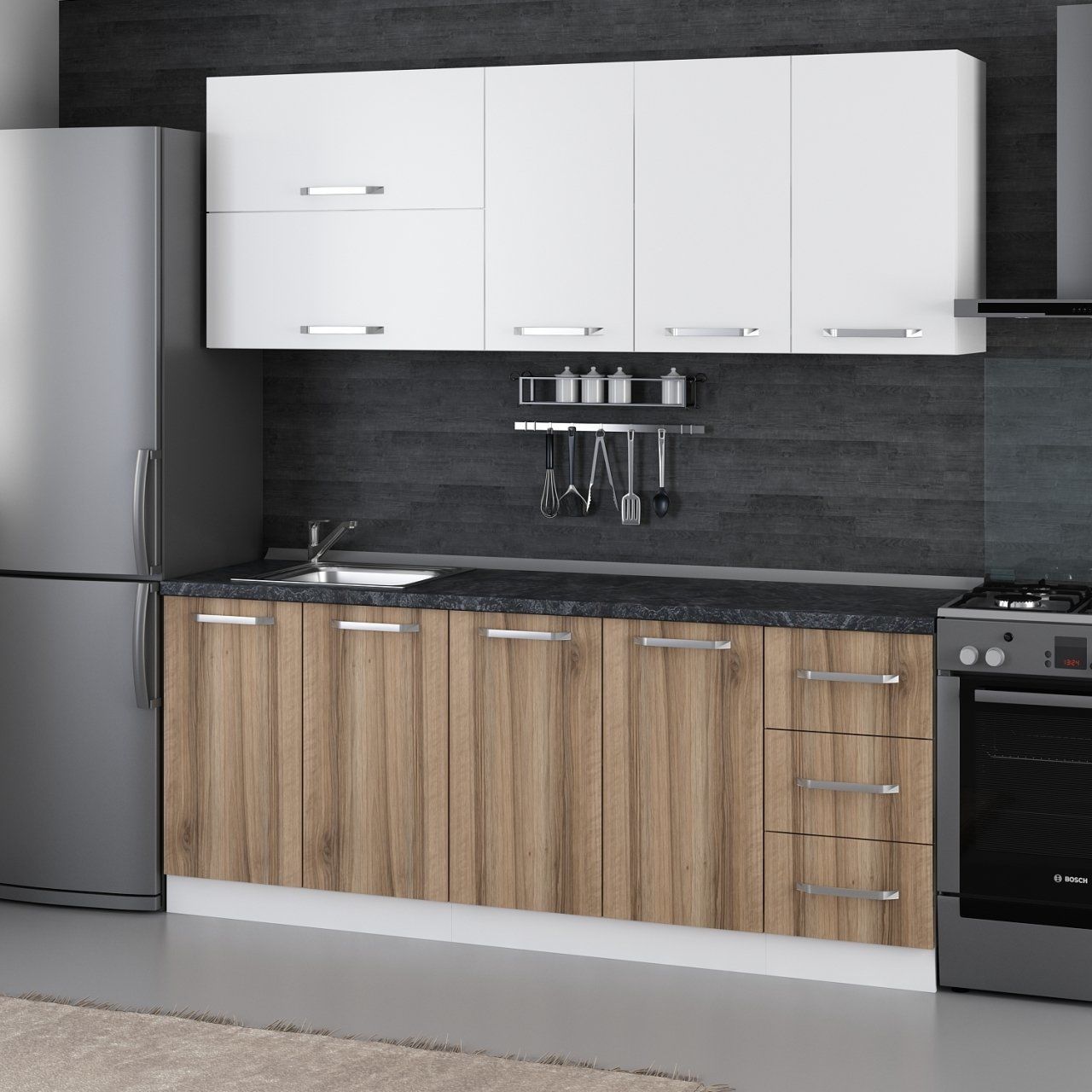 Minar 200 Cm Mutfak Dolabı Beyaz Dore 200-D1