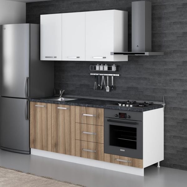 Minar 200 Cm Mutfak Dolabı Beyaz Dore 200-D3