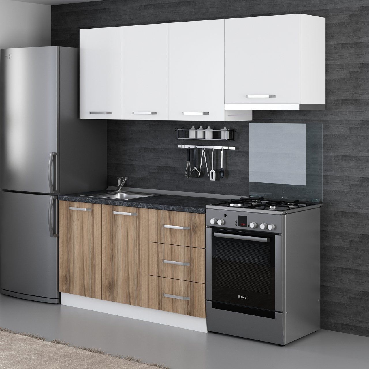 Minar 200 Cm Mutfak Dolabı Beyaz Dore 200-D4