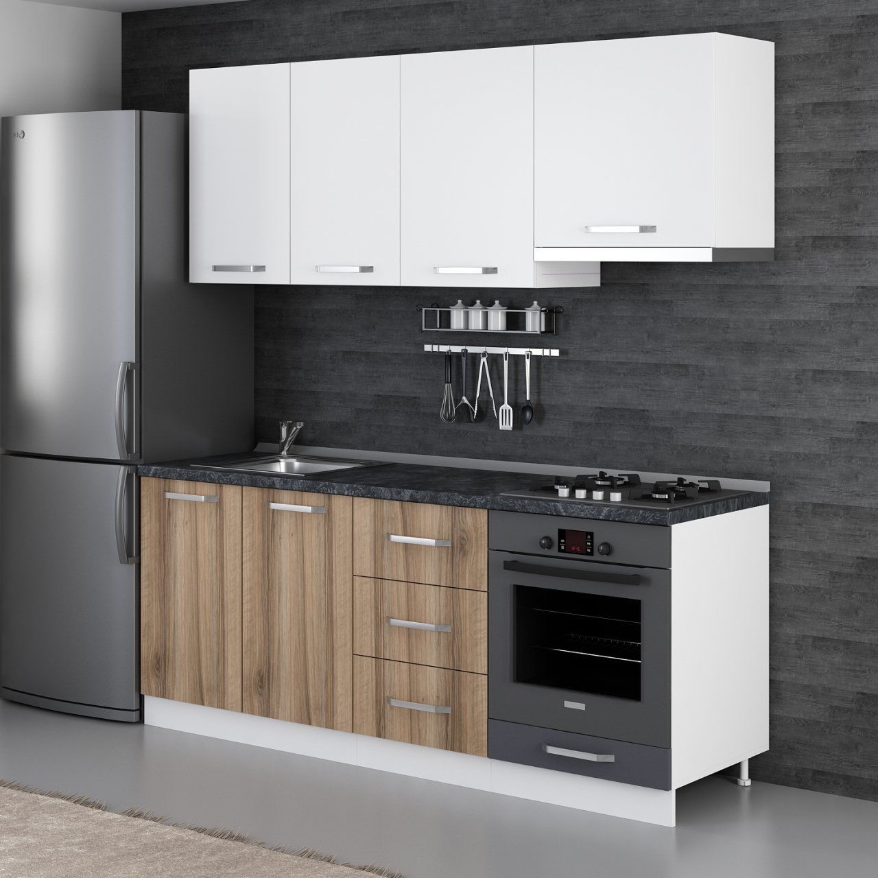 Minar 200 Cm Mutfak Dolabı Beyaz Dore 200-D5