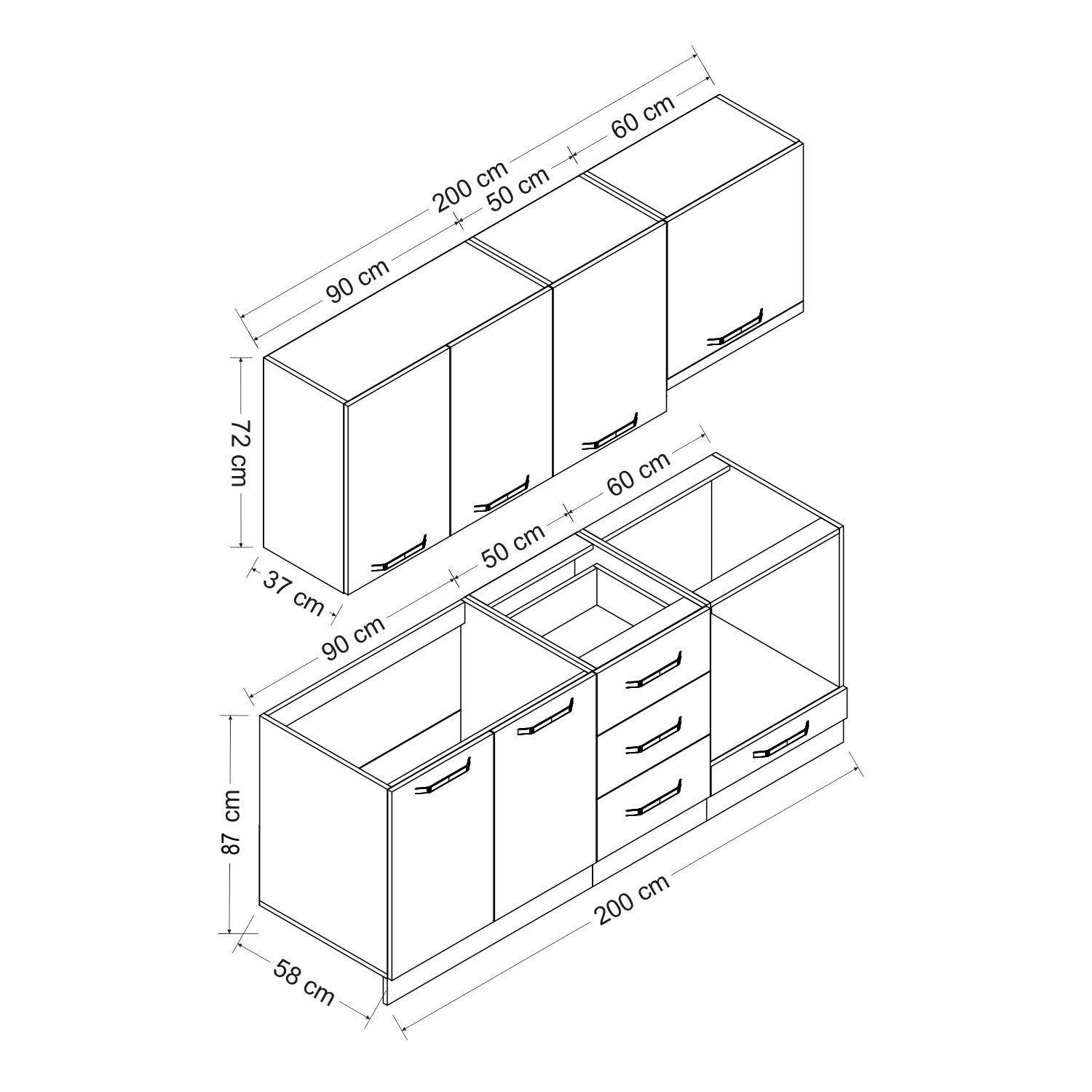 Minar 200 Cm Mutfak Dolabı Beyaz Dore 200-D5