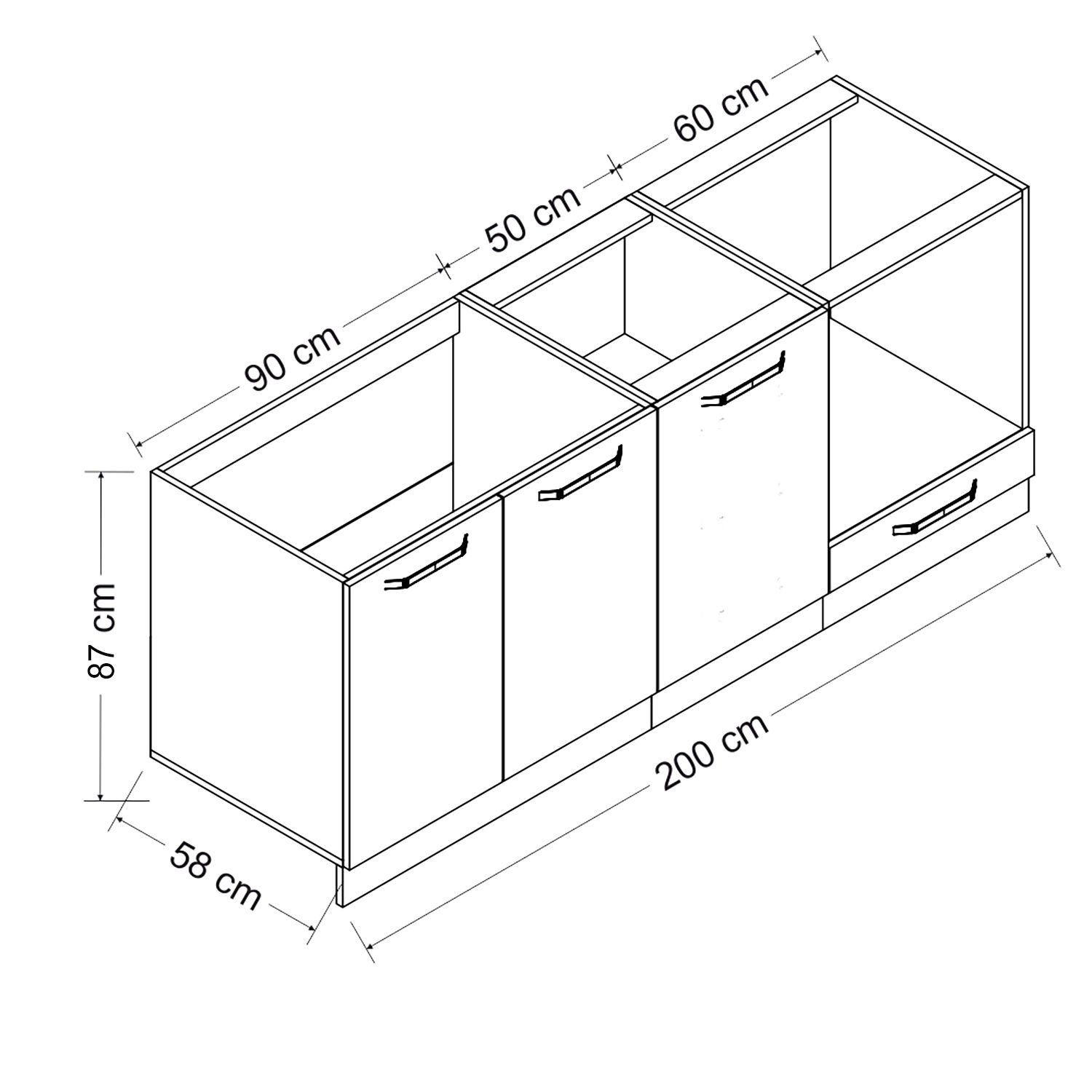 Minar 200 Cm Mutfak Dolabı Beyaz Dore 200-D6