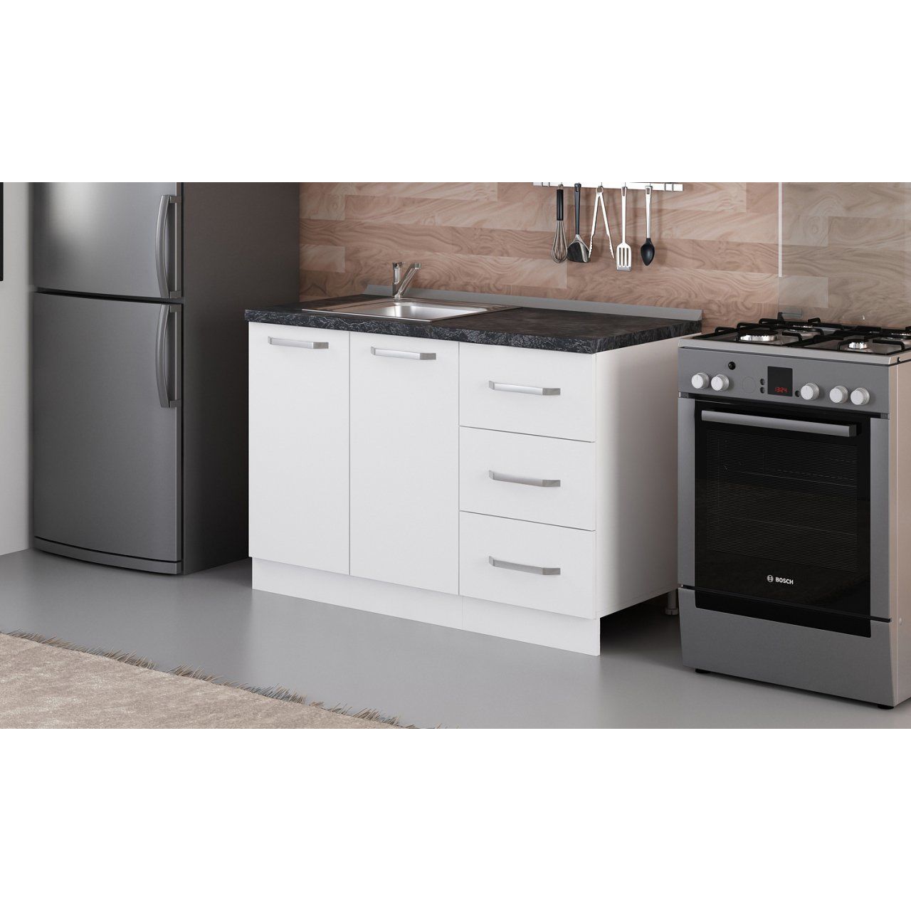 Minar 125 Cm Mutfak Dolabı Beyaz 125-B2-Alt Modül