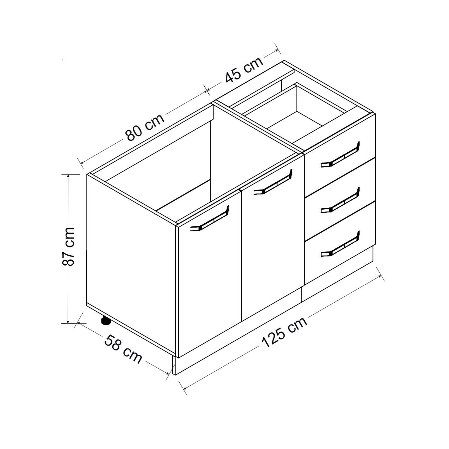 Minar 125 Cm Mutfak Dolabı Beyaz 125-B2-Alt Modül