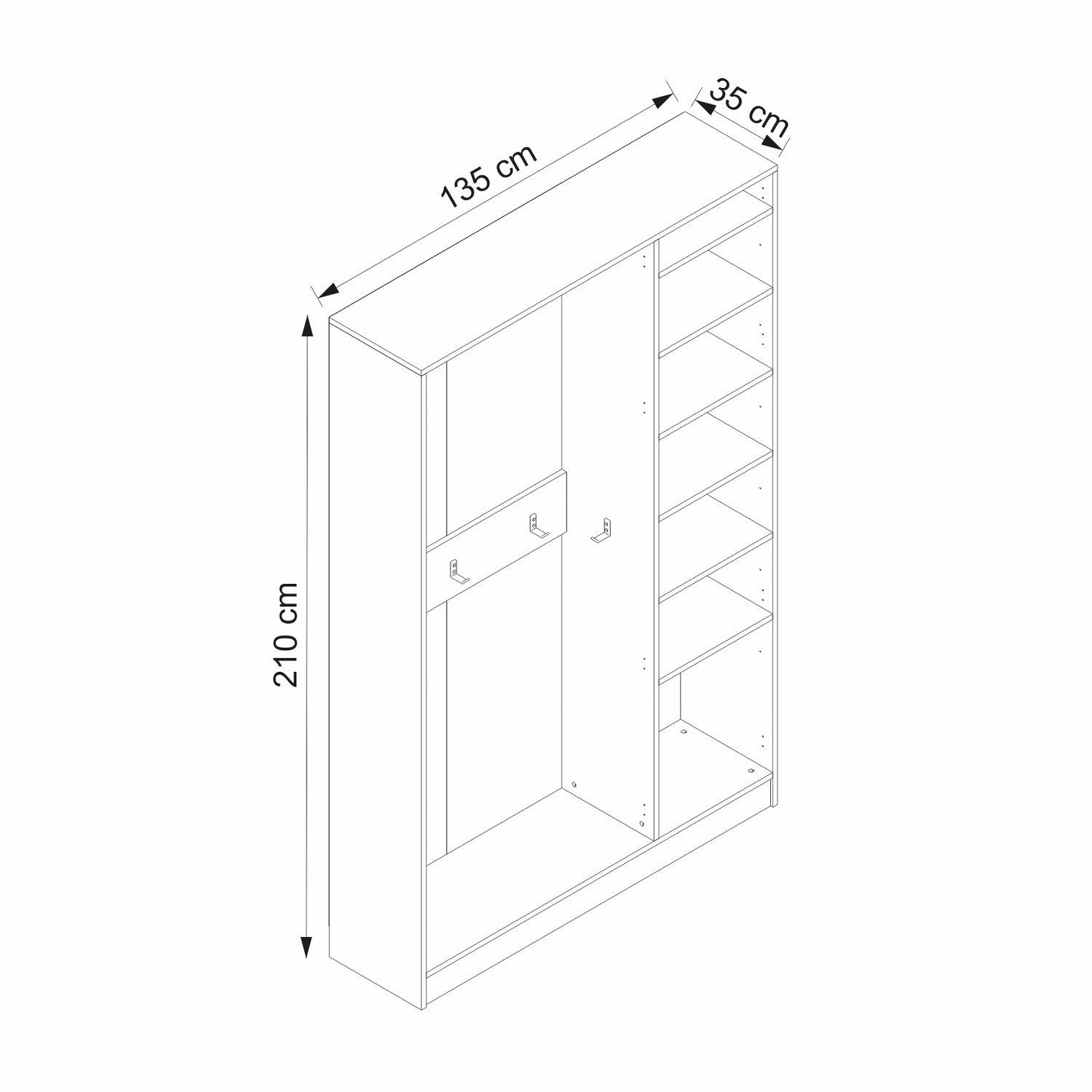 Minar Kale210 3 Kapaksız 1 Bölme Raf Portmanto Beyaz