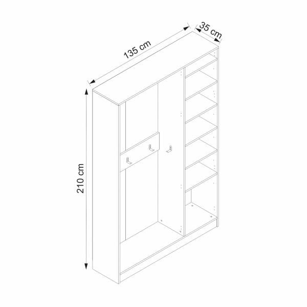 Minar Kale210 3 Kapaksız 1 Bölme Raf Portmanto Beyaz