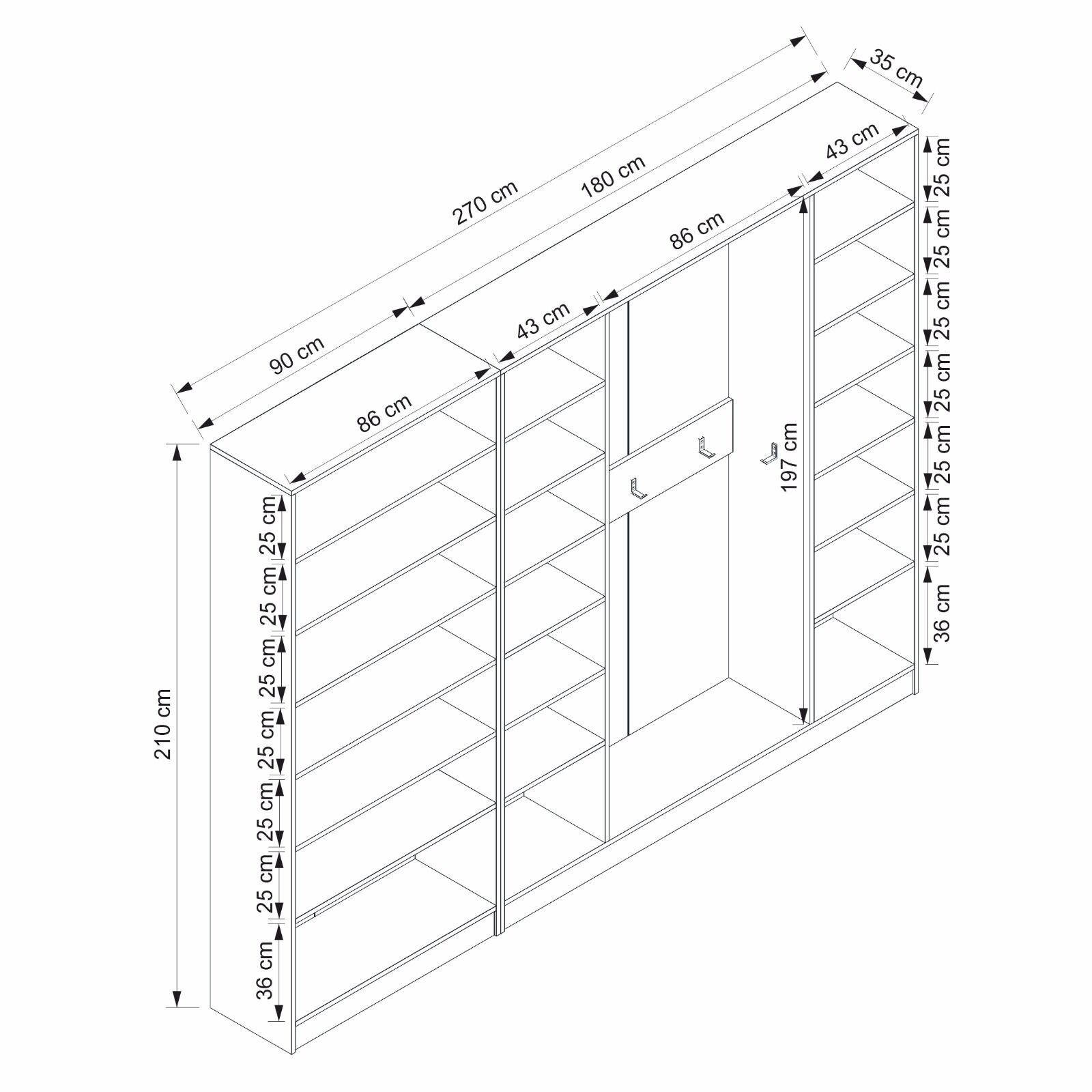 Minar Kale210 6 Kapaksız 4 Bölme Raf Portmanto Beyaz