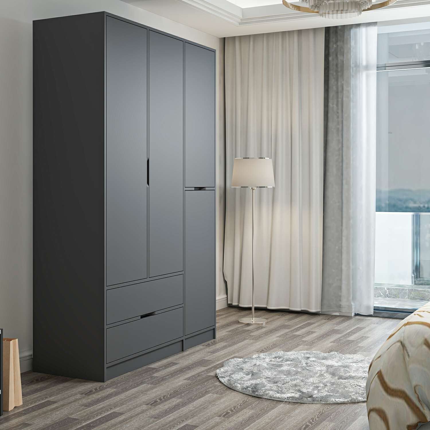 Elina 3 Kapaklı Dolap - Antrasit/Antrasit