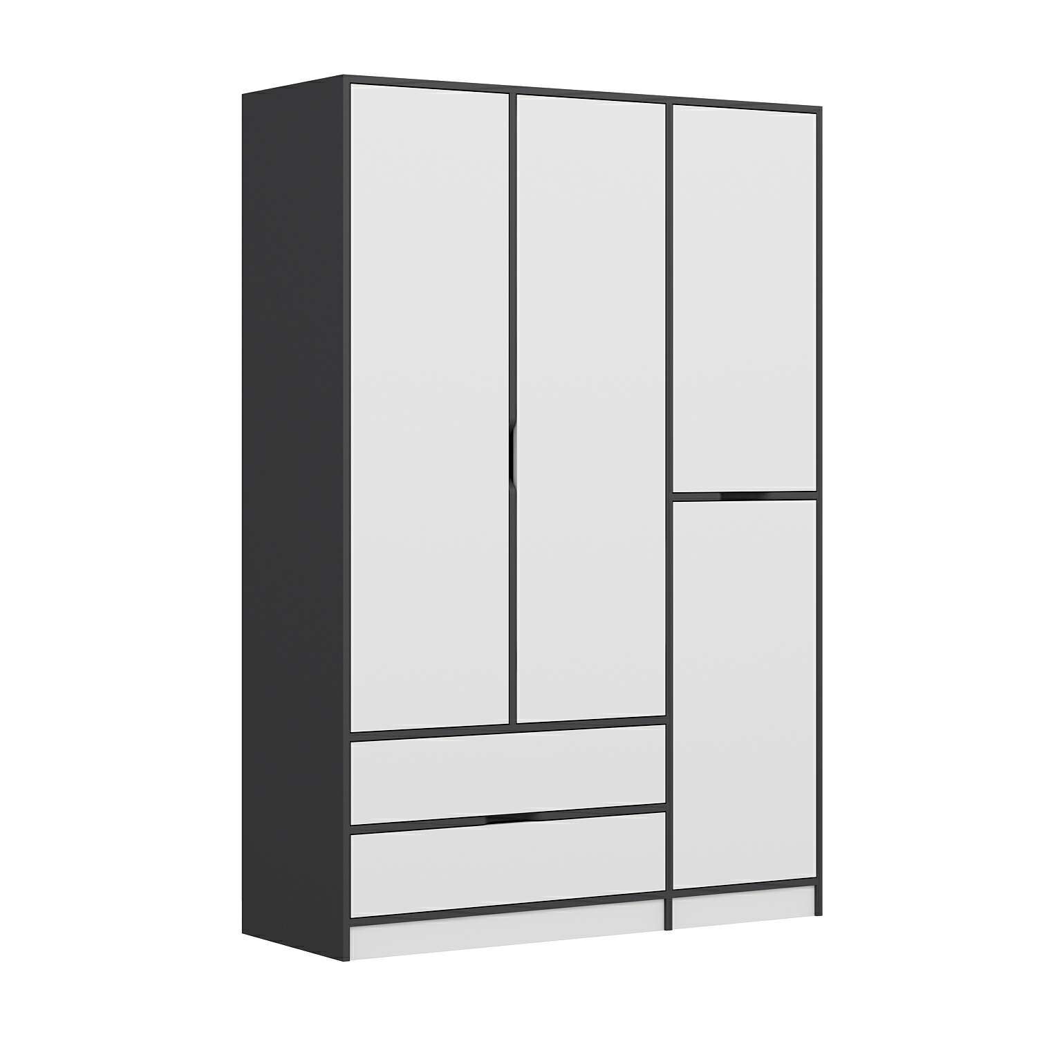 Elina 3 Kapaklı Dolap - Antrasit/Beyaz