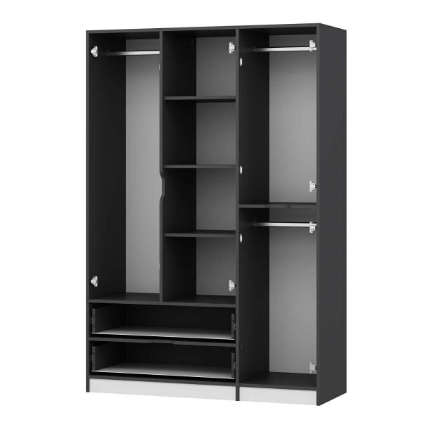 Elina 3 Kapaklı Dolap - Antrasit/Beyaz