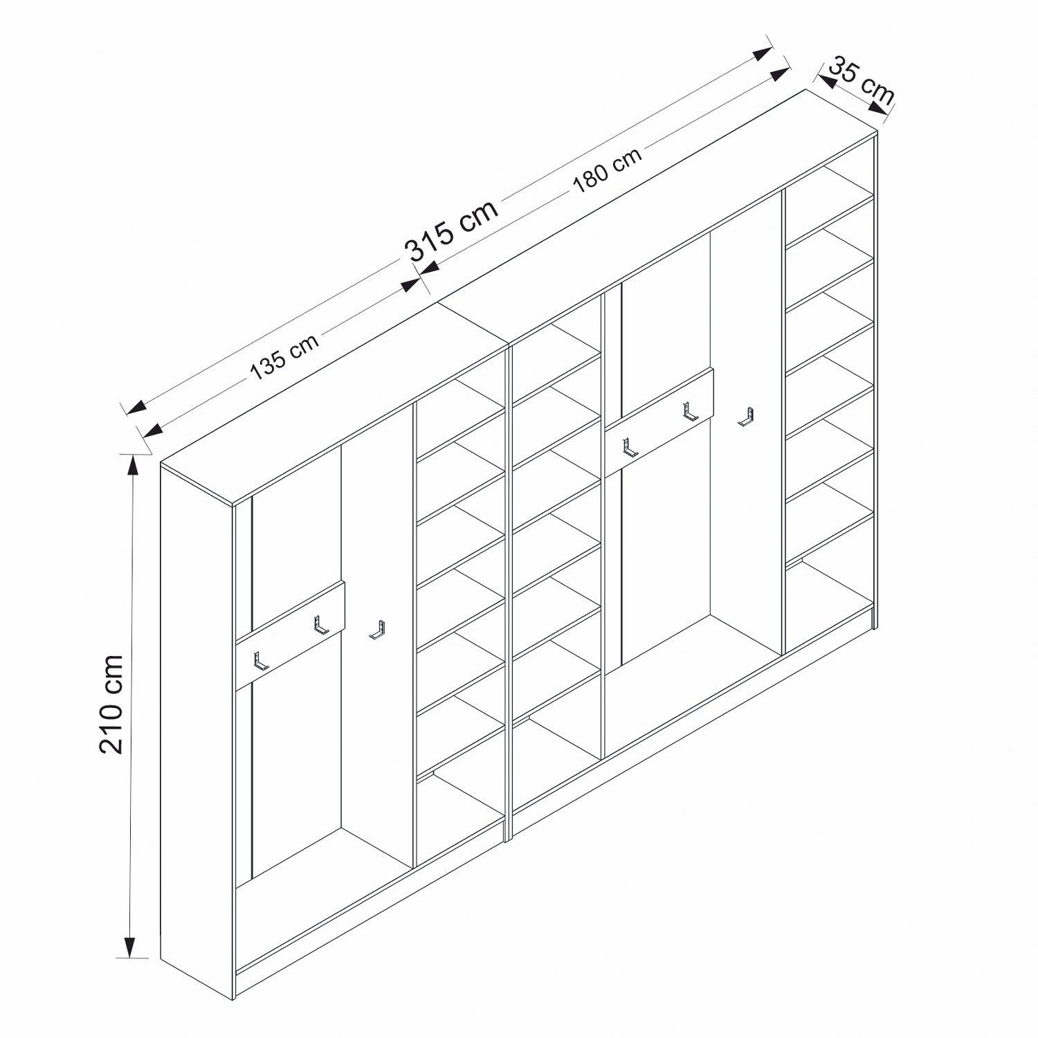 Minar Kale210 7 Kapaksız 3 Bölme Raf Portmanto Beyaz