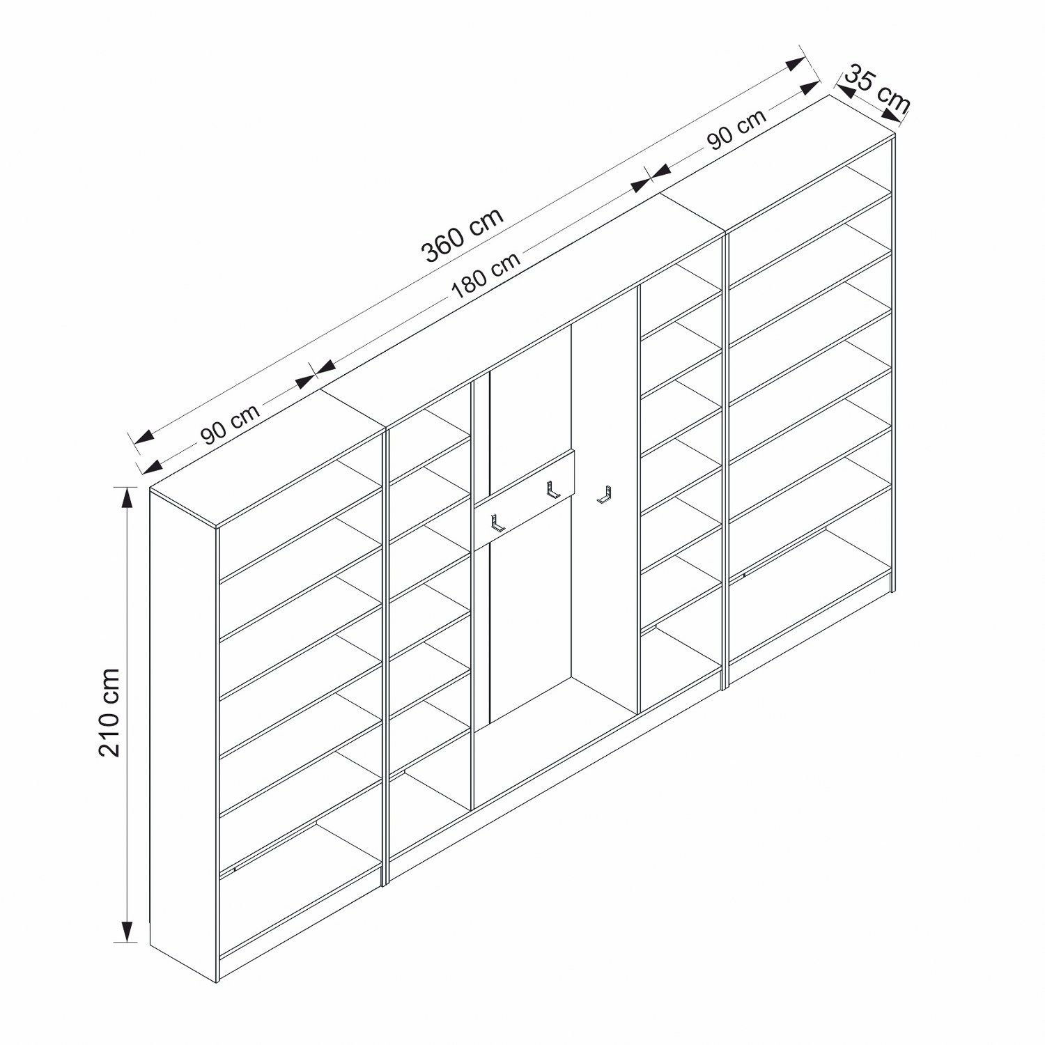 Minar Kale210 8 Kapaksız 6 Bölme Raf Portmanto Beyaz