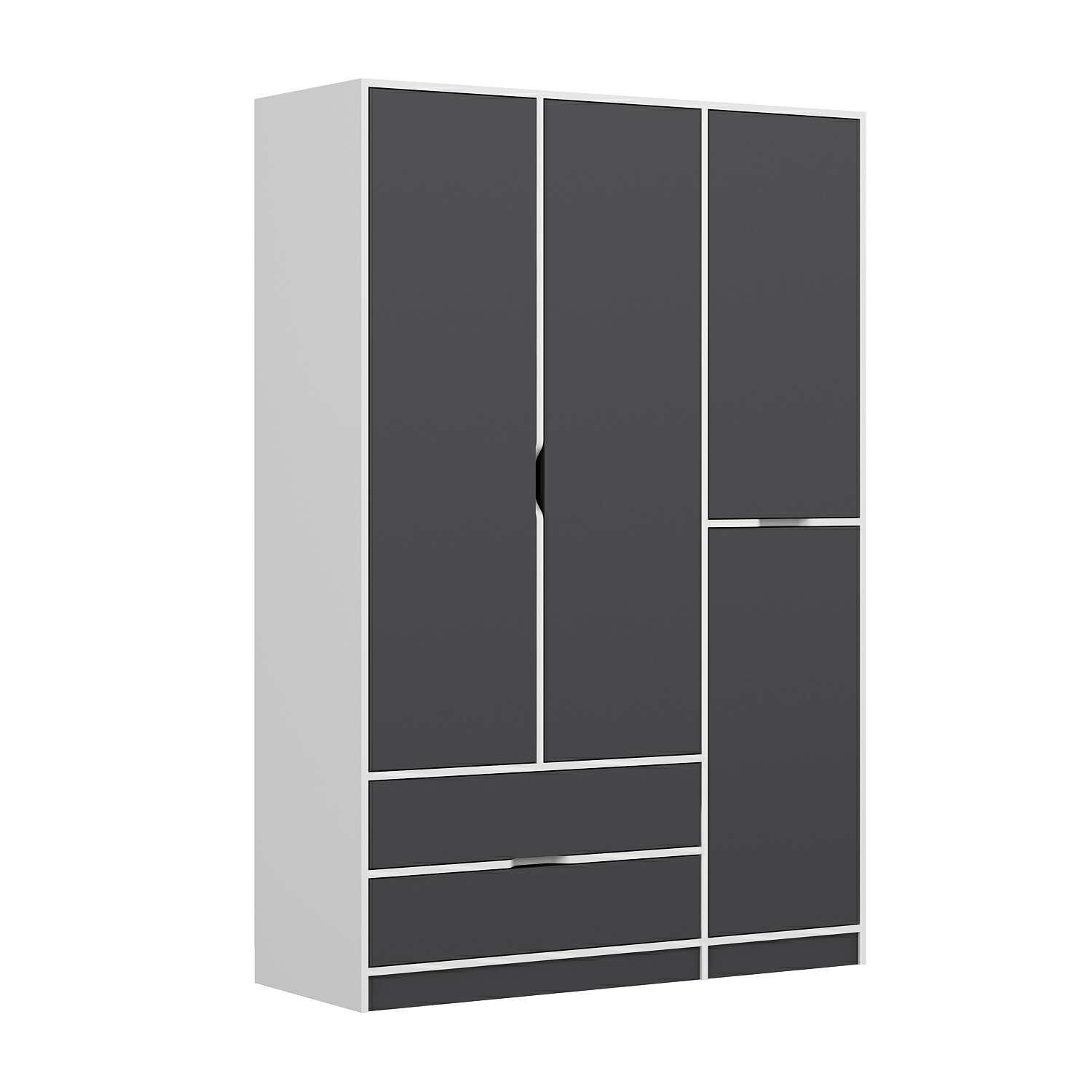 Elina 3 Kapaklı Dolap - Beyaz/Antrasit