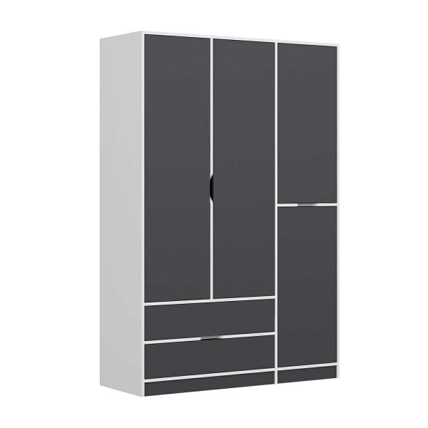 Elina 3 Kapaklı Dolap - Beyaz/Antrasit