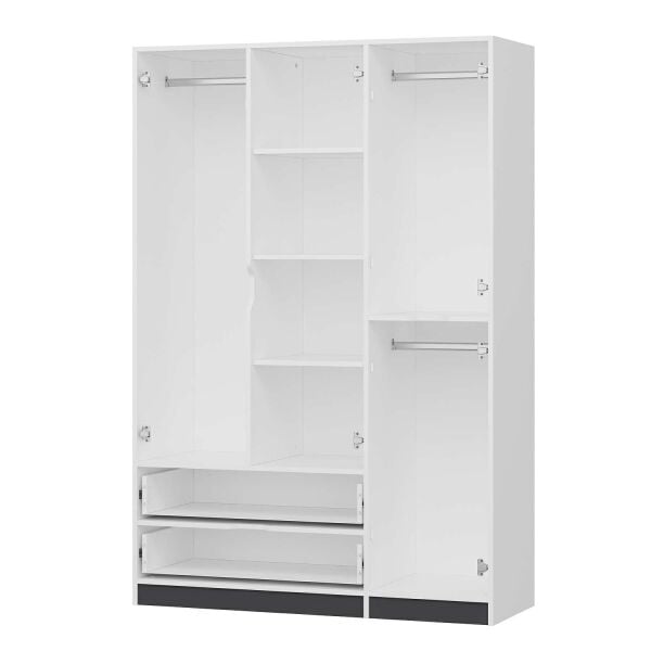 Elina 3 Kapaklı Dolap - Beyaz/Antrasit