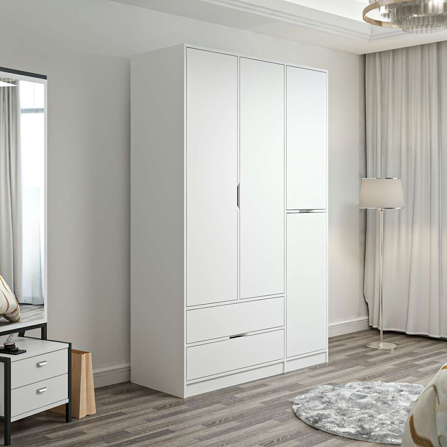 Elina 3 Kapaklı Dolap - Beyaz/Beyaz