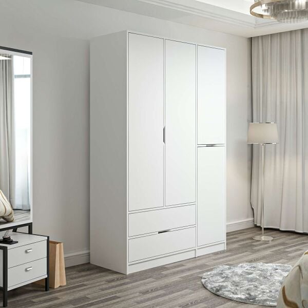Elina 3 Kapaklı Dolap - Beyaz/Beyaz