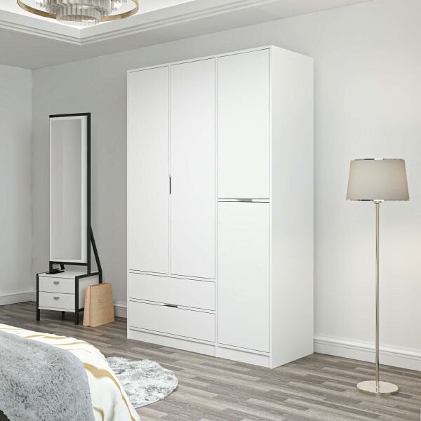 Elina 3 Kapaklı Dolap - Beyaz/Beyaz