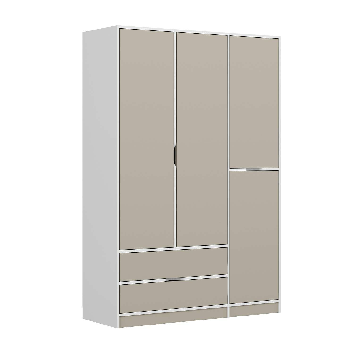 Elina 3 Kapaklı Dolap - Beyaz/Kumtaşı