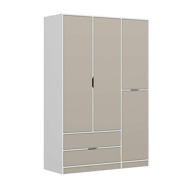 Elina 3 Kapaklı Dolap - Beyaz/Kumtaşı