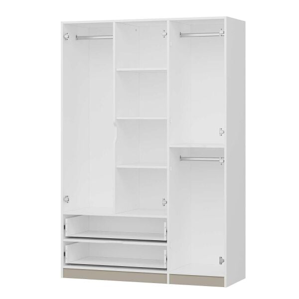 Elina 3 Kapaklı Dolap - Beyaz/Kumtaşı