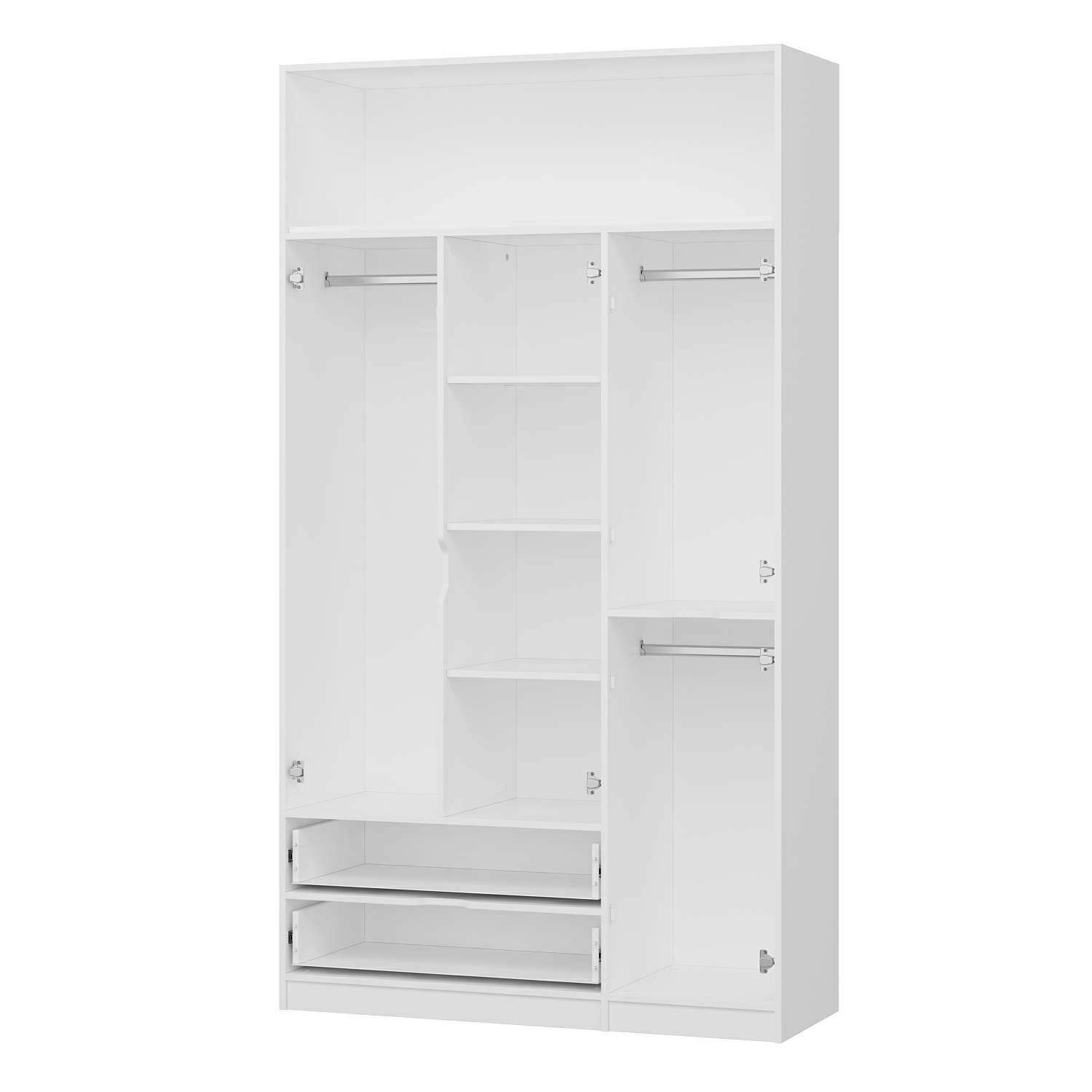 Elina 3 Kapaklı Dolap + Yüklük - Beyaz/Beyaz