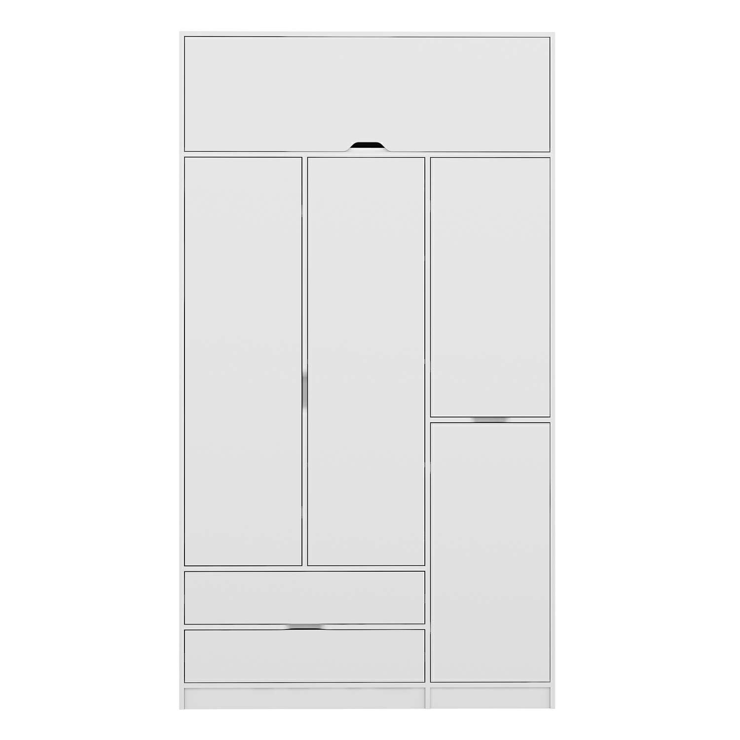 Elina 3 Kapaklı Dolap + Yüklük - Beyaz/Beyaz