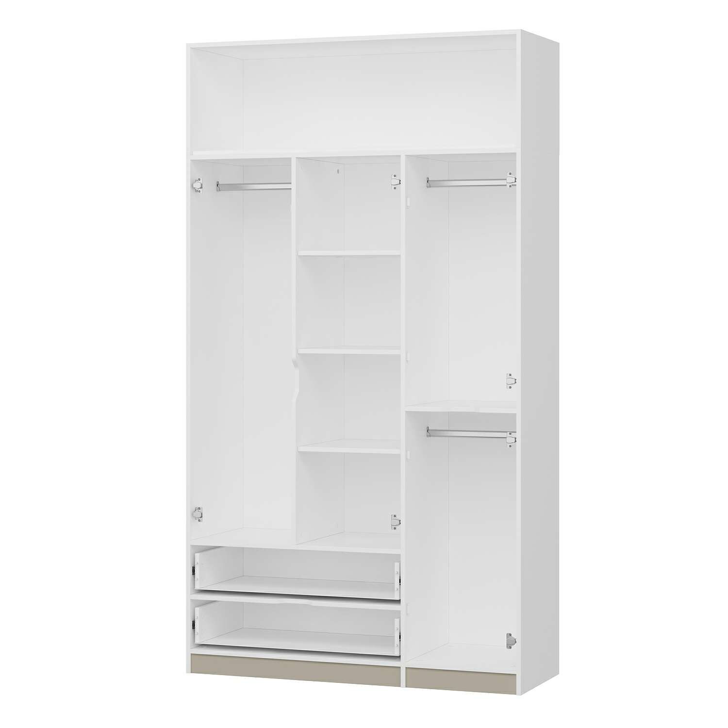 Elina 3 Kapaklı Dolap + Yüklük - Beyaz/Kumtaşı