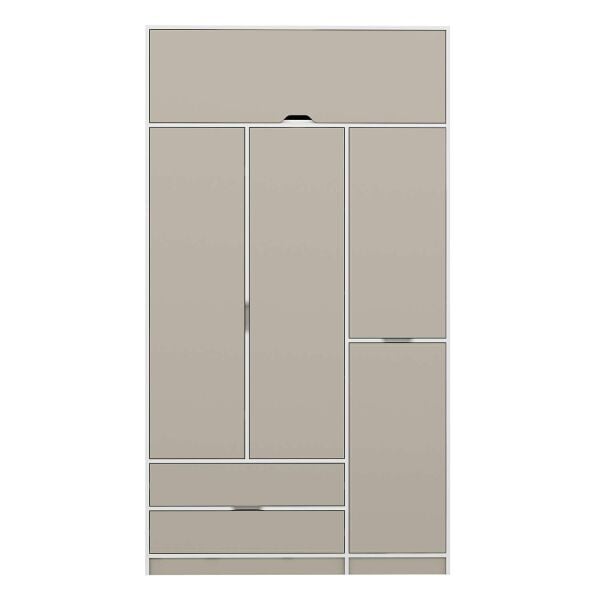 Elina 3 Kapaklı Dolap + Yüklük - Beyaz/Kumtaşı