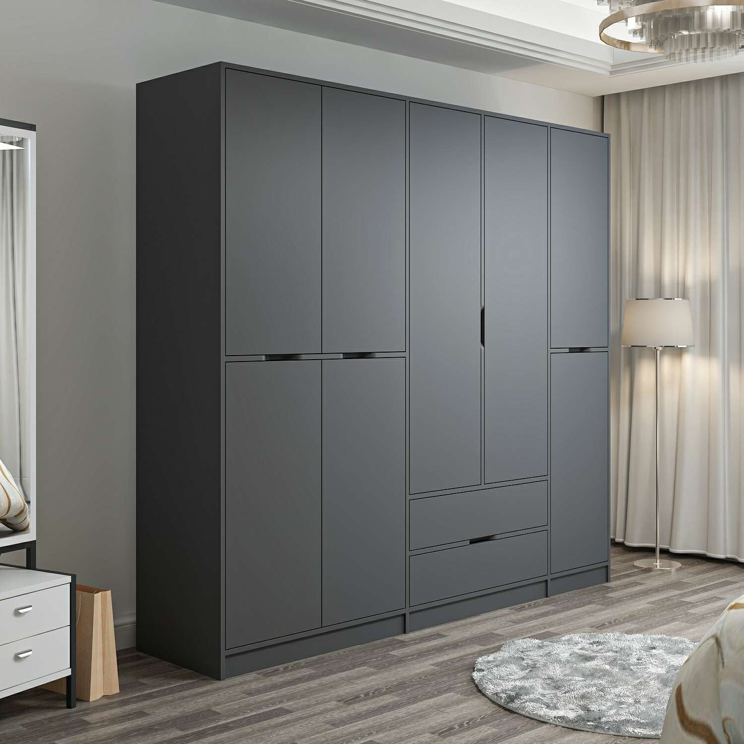 Elina 5 Kapaklı Dolap - Antrasit/Antrasit