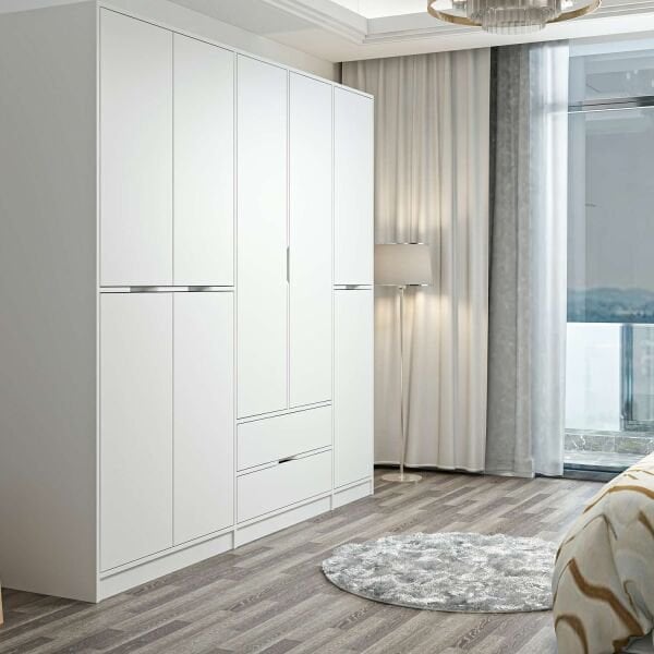 Elina 5 Kapaklı Dolap - Beyaz/Beyaz
