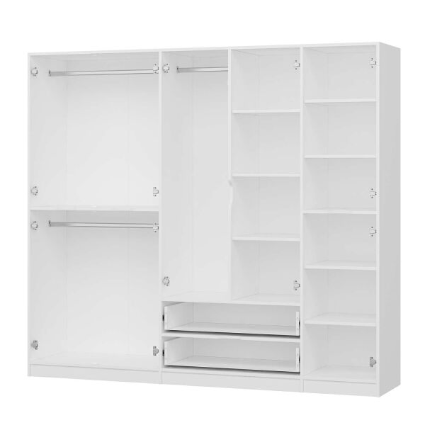 Elina 5 Kapaklı Dolap - Beyaz/Beyaz