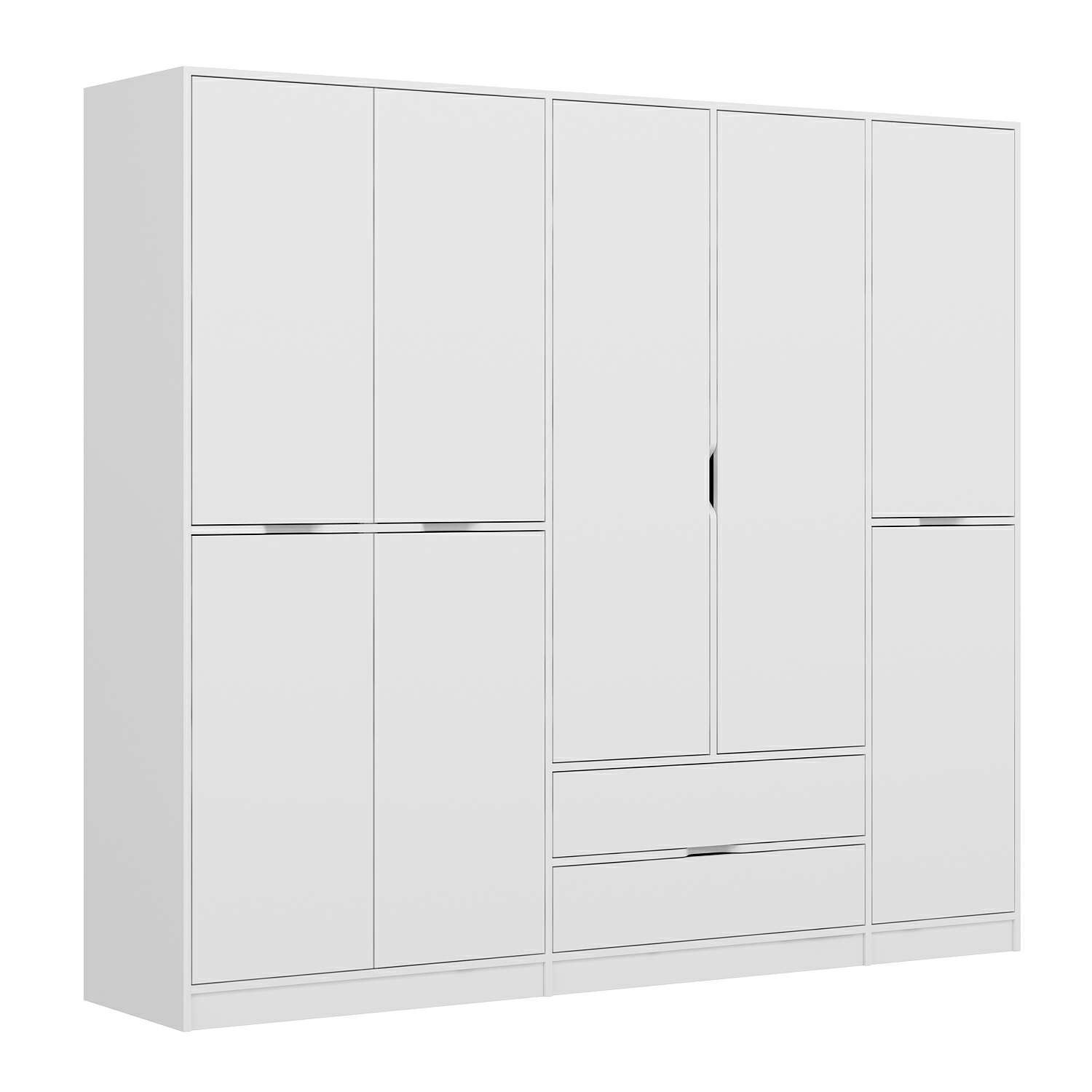 Elina 5 Kapaklı Dolap - Beyaz/Beyaz