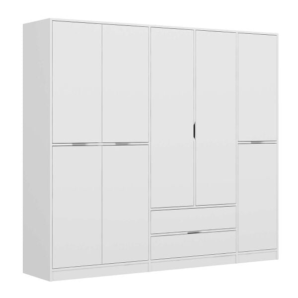 Elina 5 Kapaklı Dolap - Beyaz/Beyaz