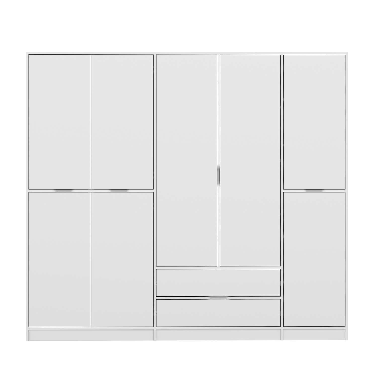 Elina 5 Kapaklı Dolap - Beyaz/Beyaz