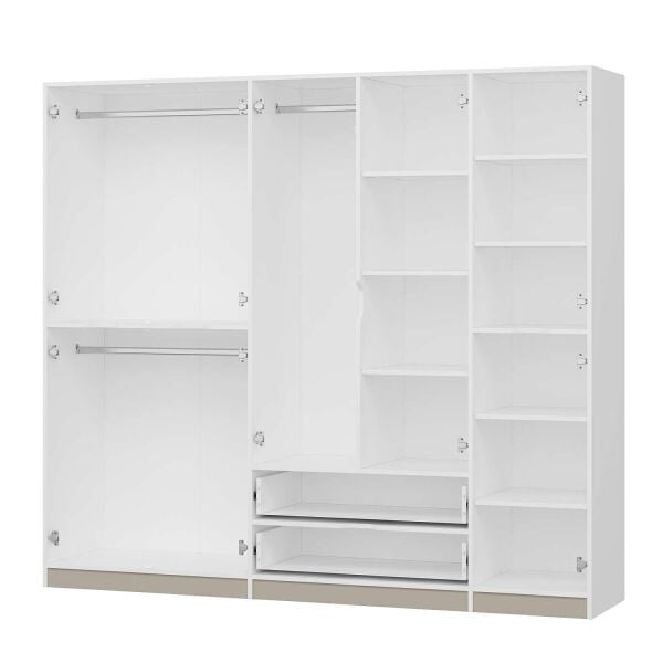 Elina 5 Kapaklı Dolap - Beyaz/Kumtaşı