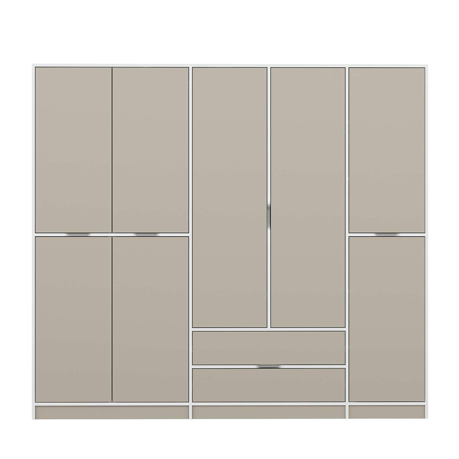 Elina 5 Kapaklı Dolap - Beyaz/Kumtaşı