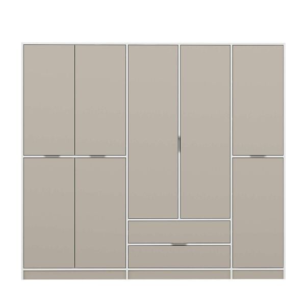 Elina 5 Kapaklı Dolap - Beyaz/Kumtaşı