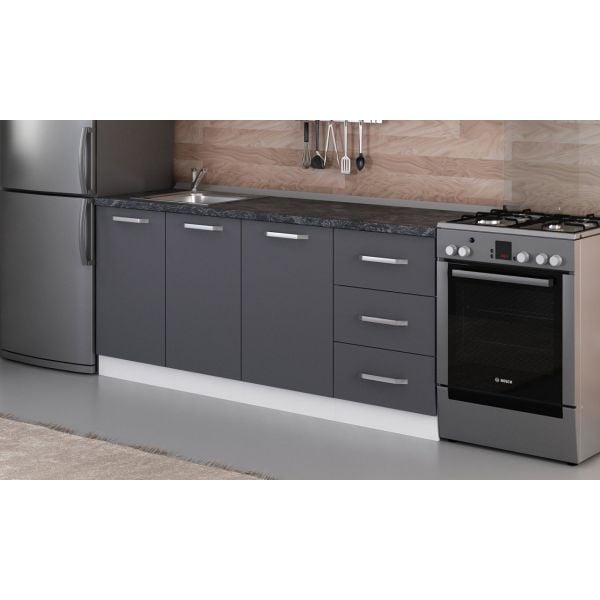 Minar 190 Cm Mutfak Dolabı Beyaz Antrasit 190-A1-Alt Modül