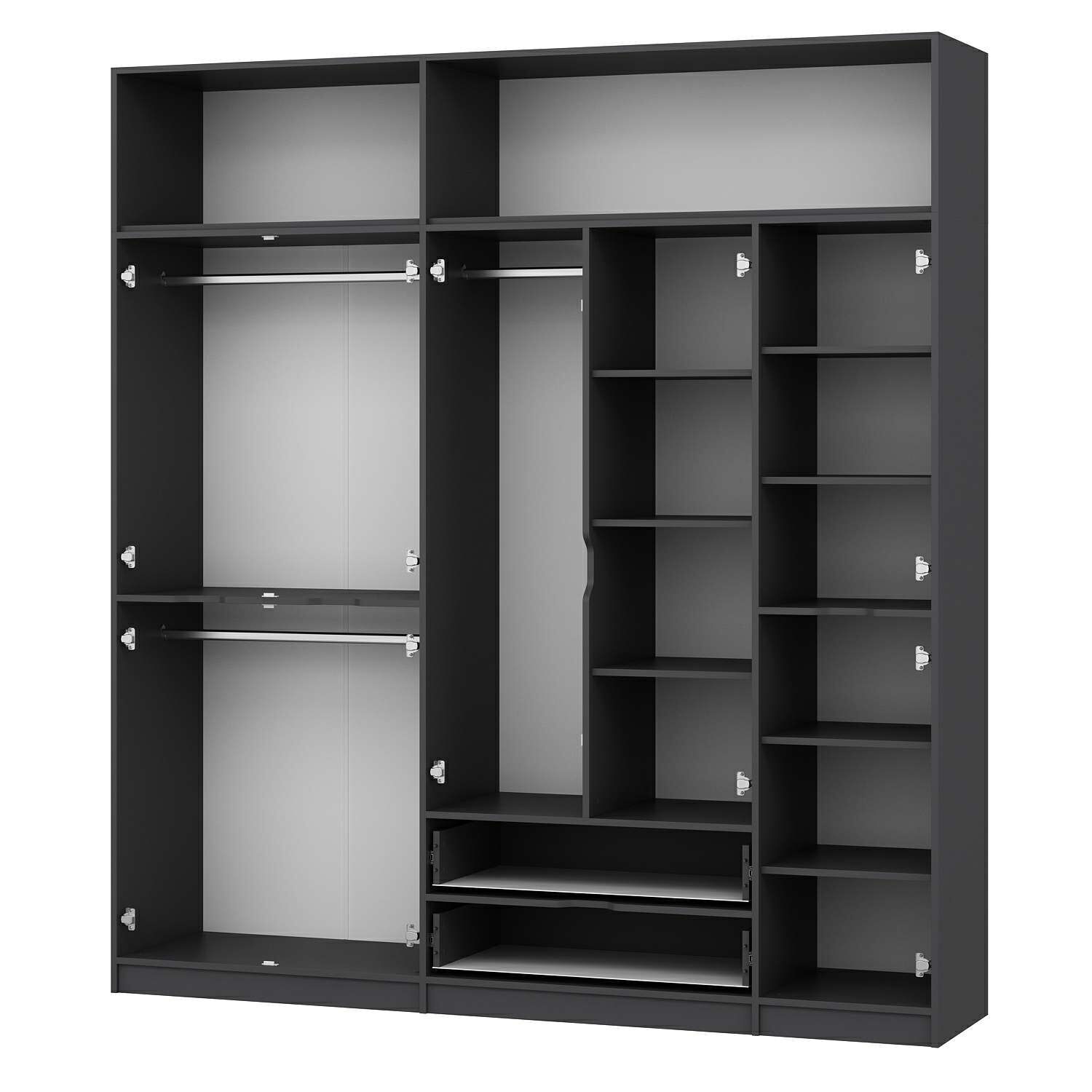 Elina 5 Kapaklı Dolap + Yüklük - Antrasit/Antrasit