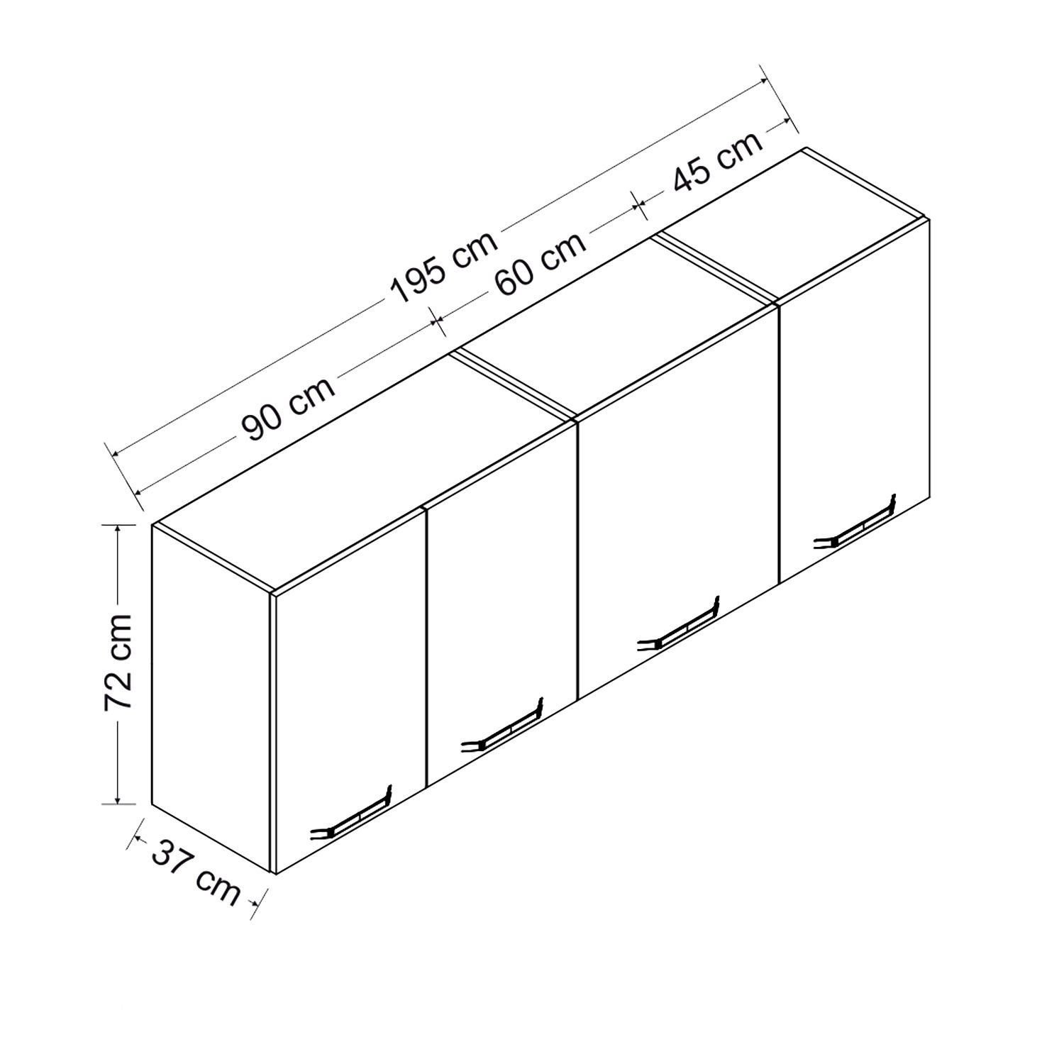 Minar 195 Cm Mutfak Dolabı Beyaz 195-B1-Üst Modül