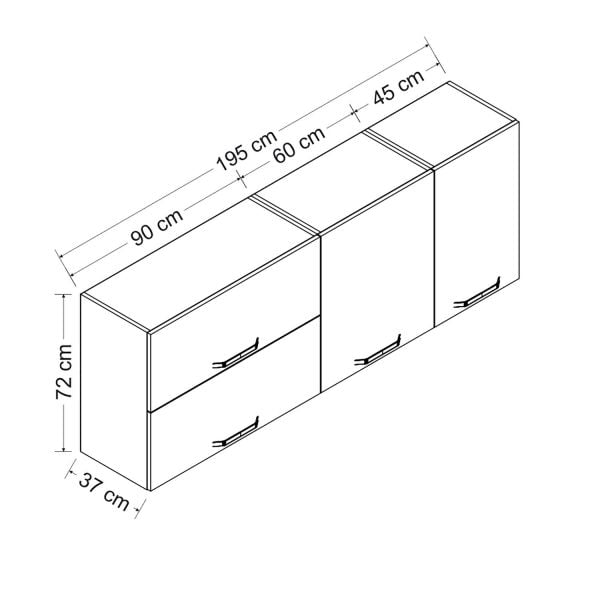Minar 195 Cm Mutfak Dolabı Beyaz 195-B2-Üst Modül