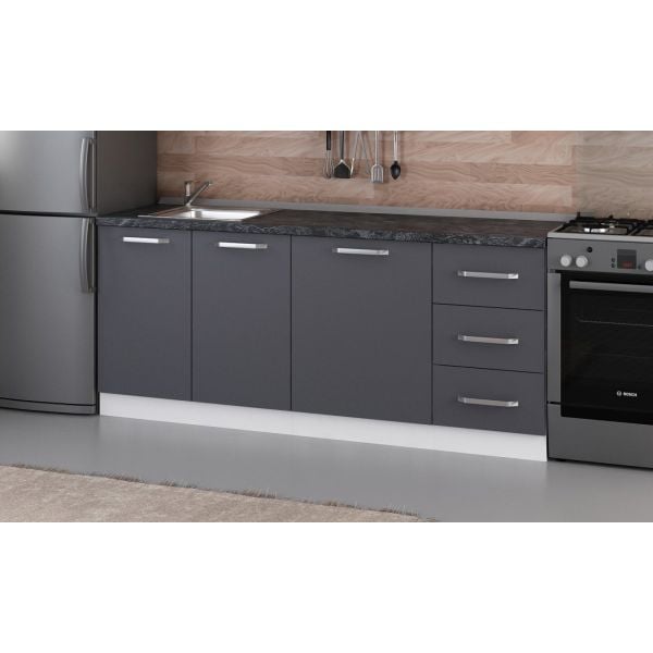 Minar 195 Cm Mutfak Dolabı Beyaz Antrasit 195-A1-Alt Modül