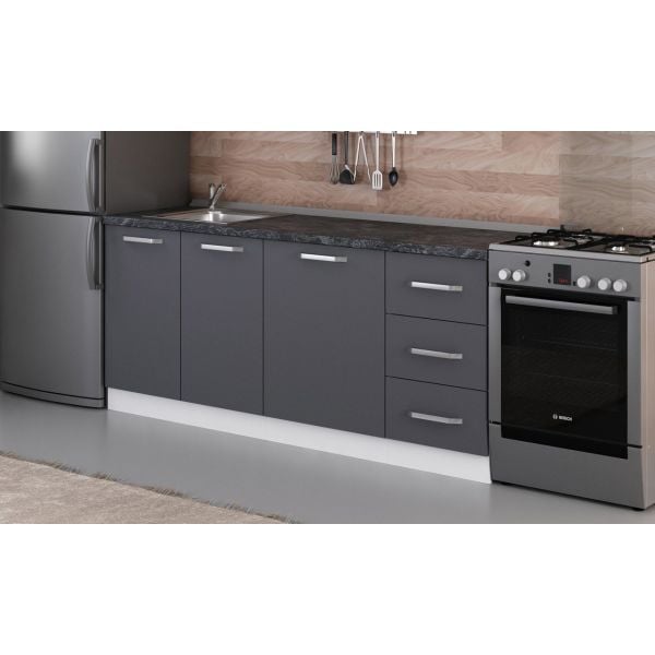 Minar 195 Cm Mutfak Dolabı Beyaz Antrasit 195-A1-Alt Modül